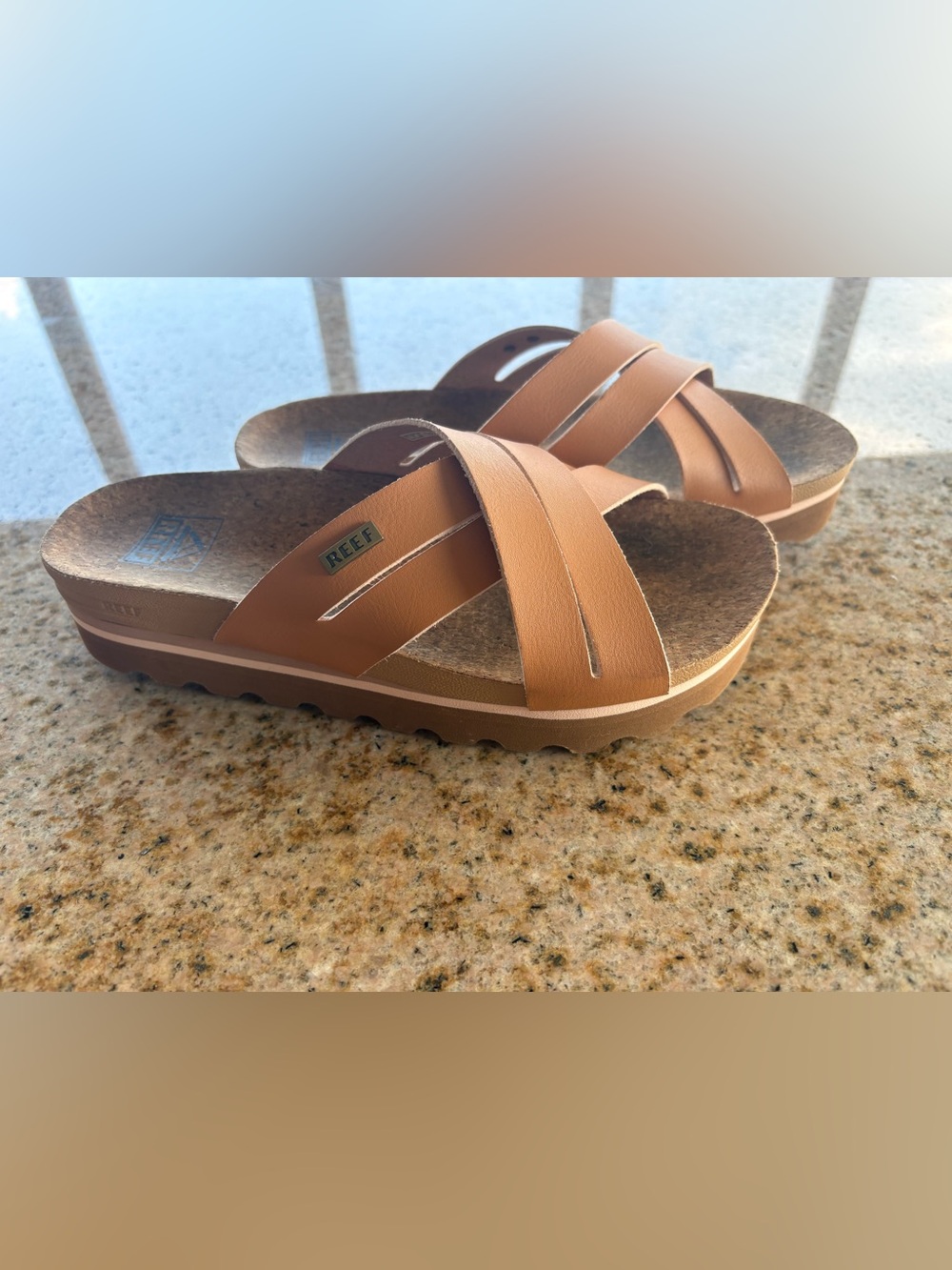 Reef Women’s Tan Crossband Slide Sandals